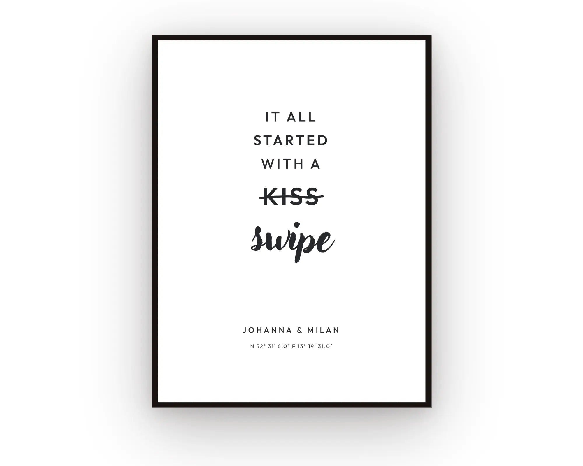 It All Started With A Swipe – Personalisiertes Paar-Poster