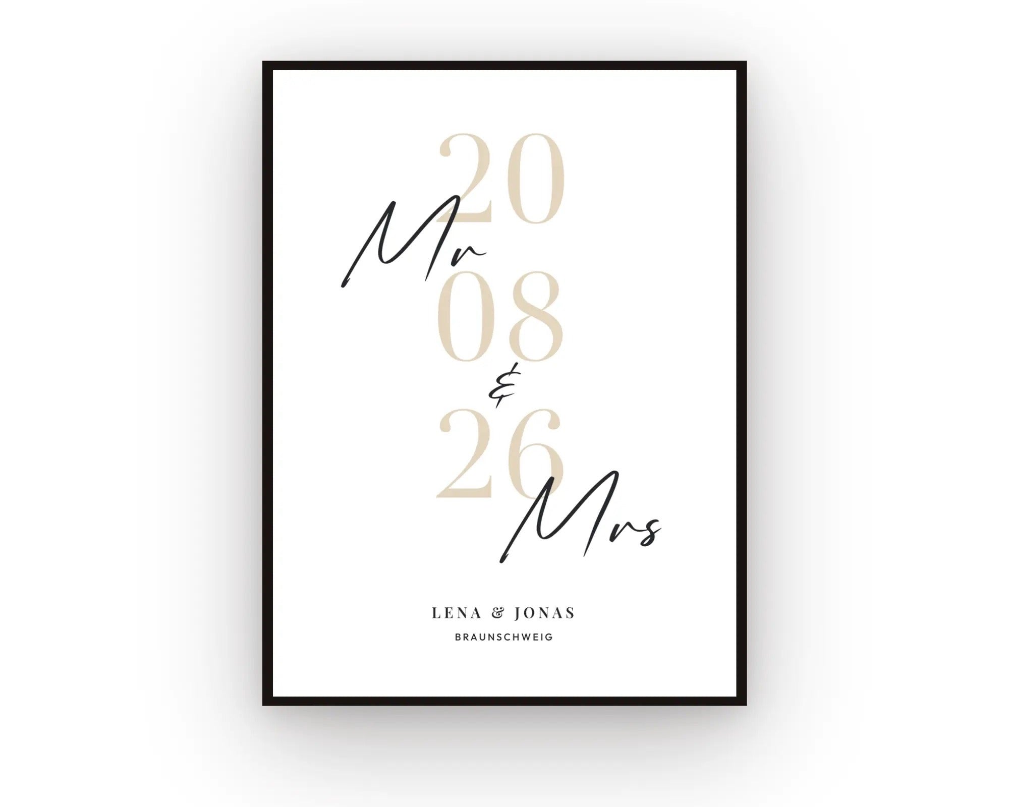 Personalisiertes Mr & Mrs Poster zur Hochzeit