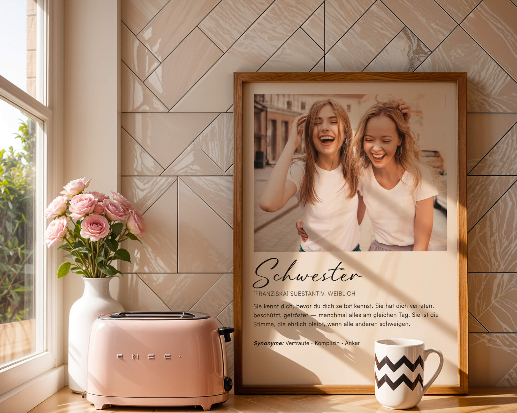 Schwester Definitionsposter - Personalisiertes Geschenk zum Selbstgestalten