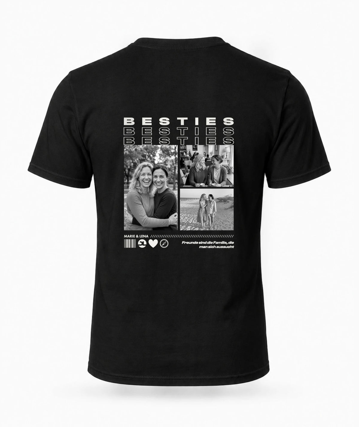Besties T-Shirt mit drei Fotos im Rückendruck