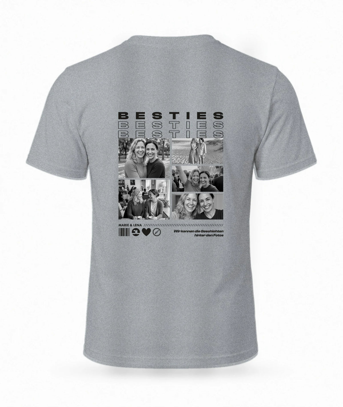 Personalisiertes Besties T-Shirt Ash mit Foto-Rückendruck