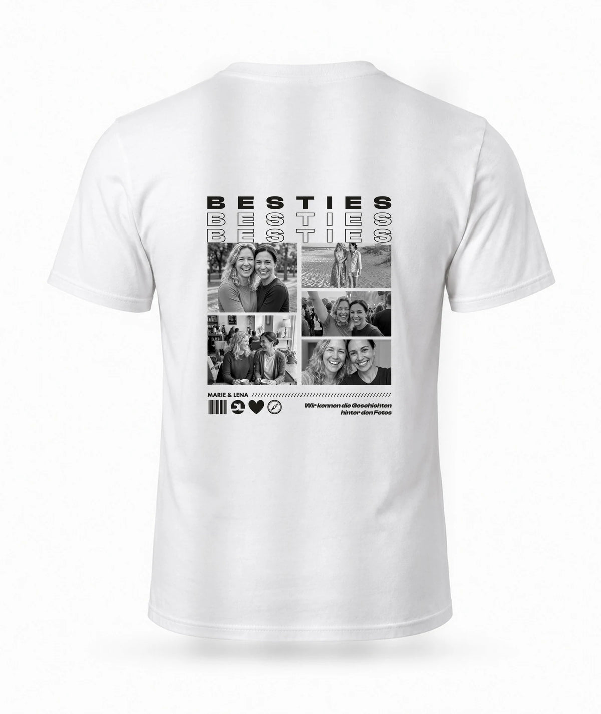 Personalisiertes Besties T-Shirt Weiß mit Foto-Rückendruck