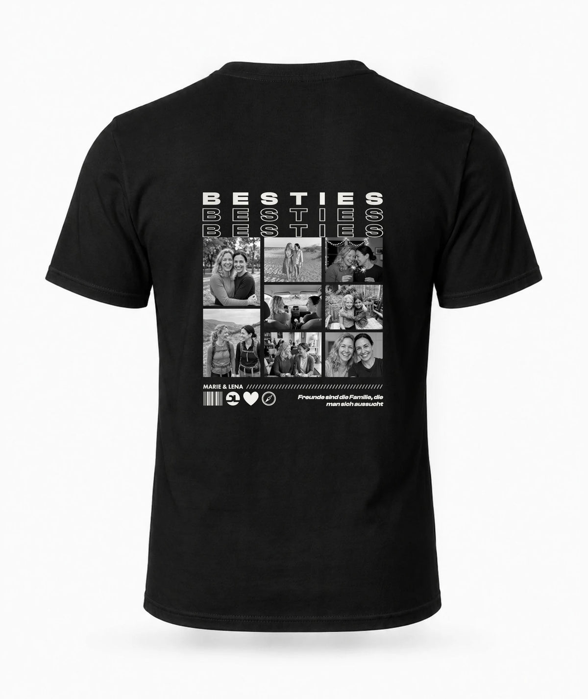 Besties T-Shirt mit acht Fotos im Rückendruck