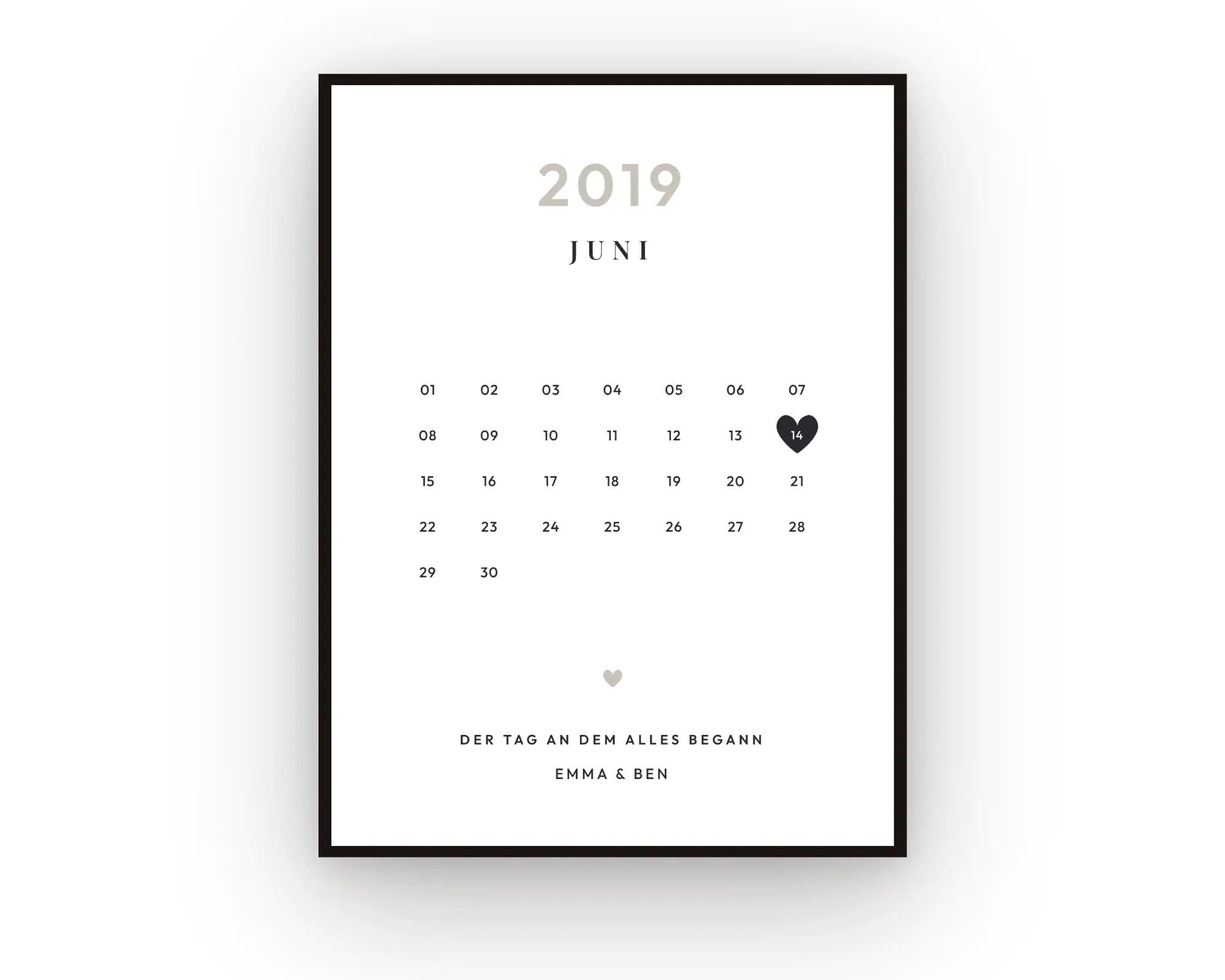 Personalisiertes Kalender-Poster zum Jahrestag