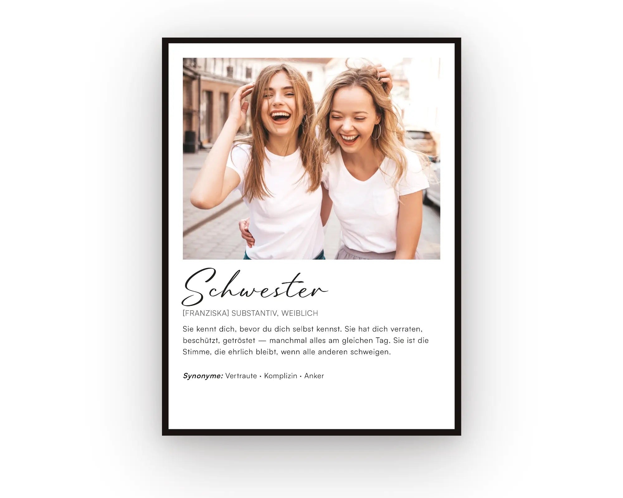 Schwester Definitionsposter - Personalisiertes Geschenk zum Selbstgestalten
