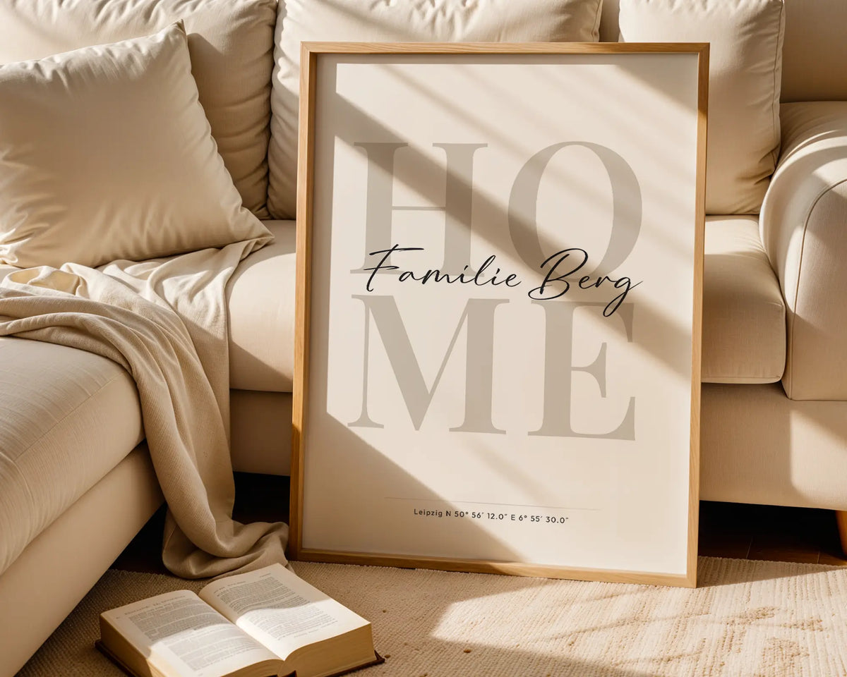 Home Poster personalisiert mit Namen & Koordinaten