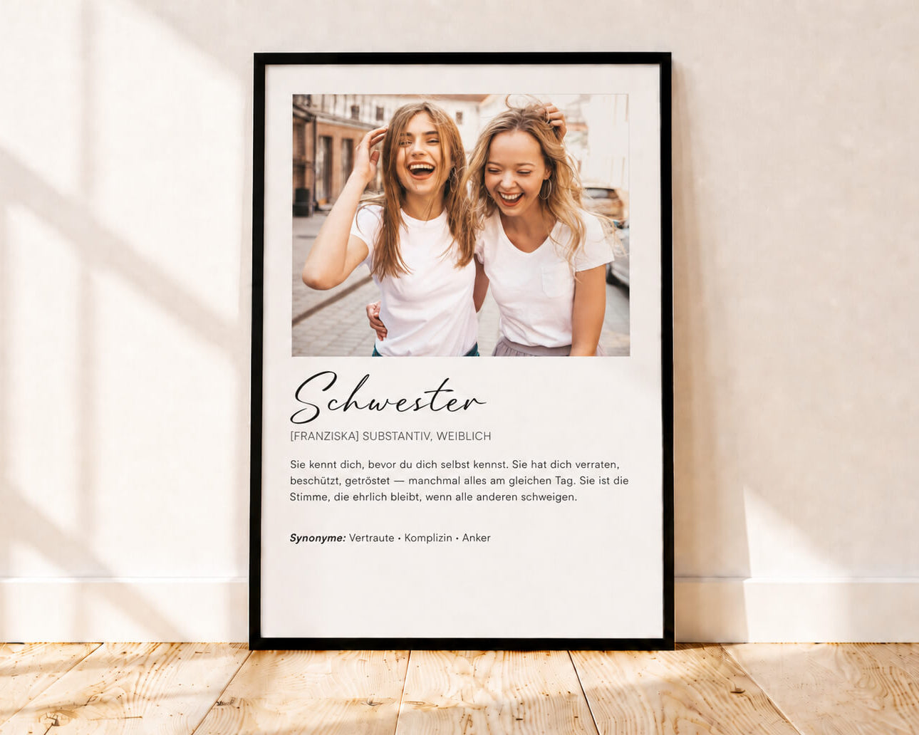 Schwester Definitionsposter - Personalisiertes Geschenk zum Selbstgestalten